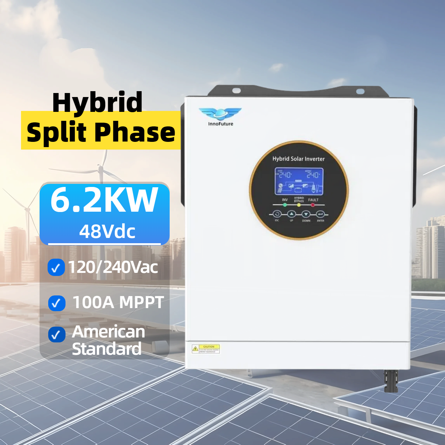 6.2KW Split Phase Hybrid Solar Inverter US Version