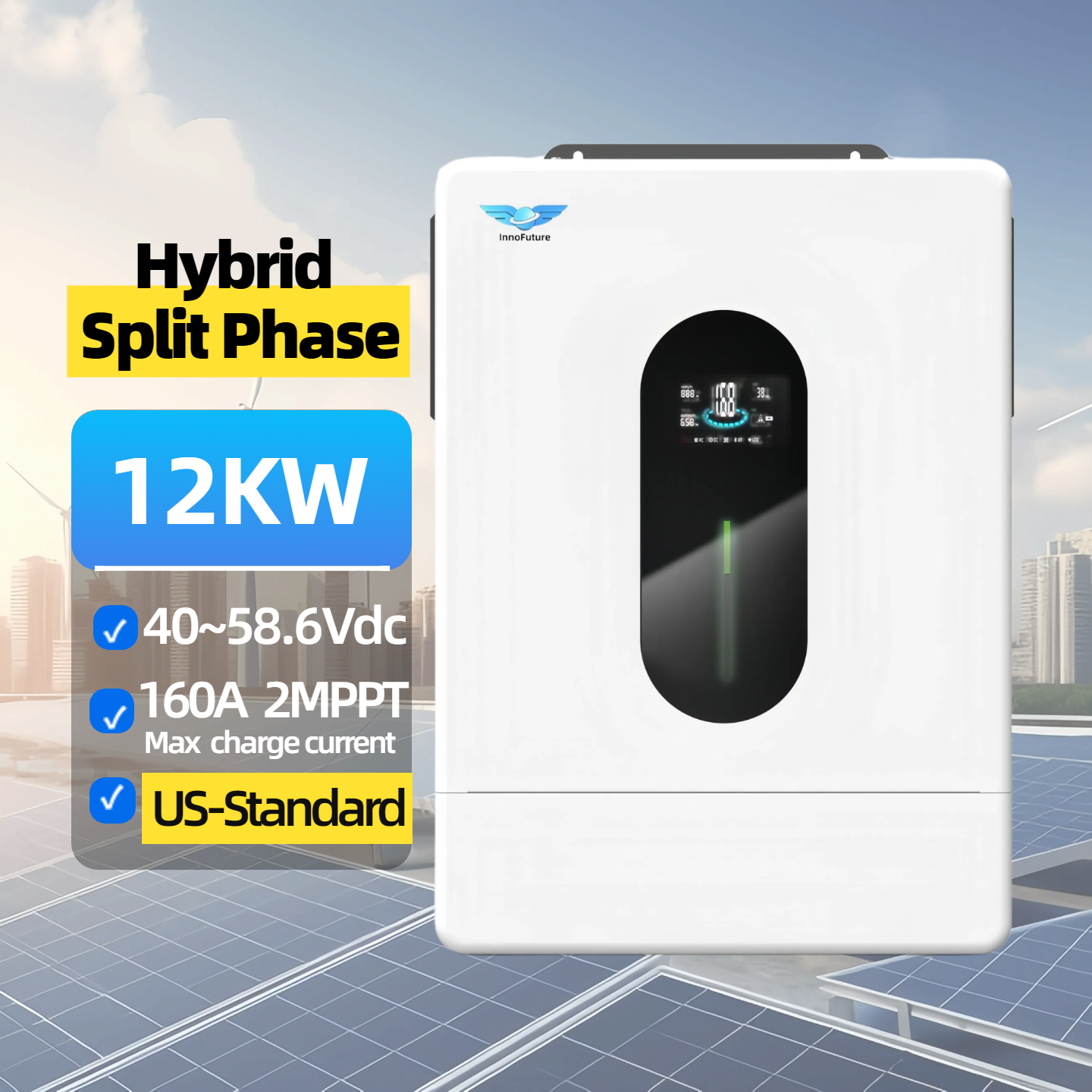 12KW Hybrid Solar Inverter IP65 Split Phase Can Parallel